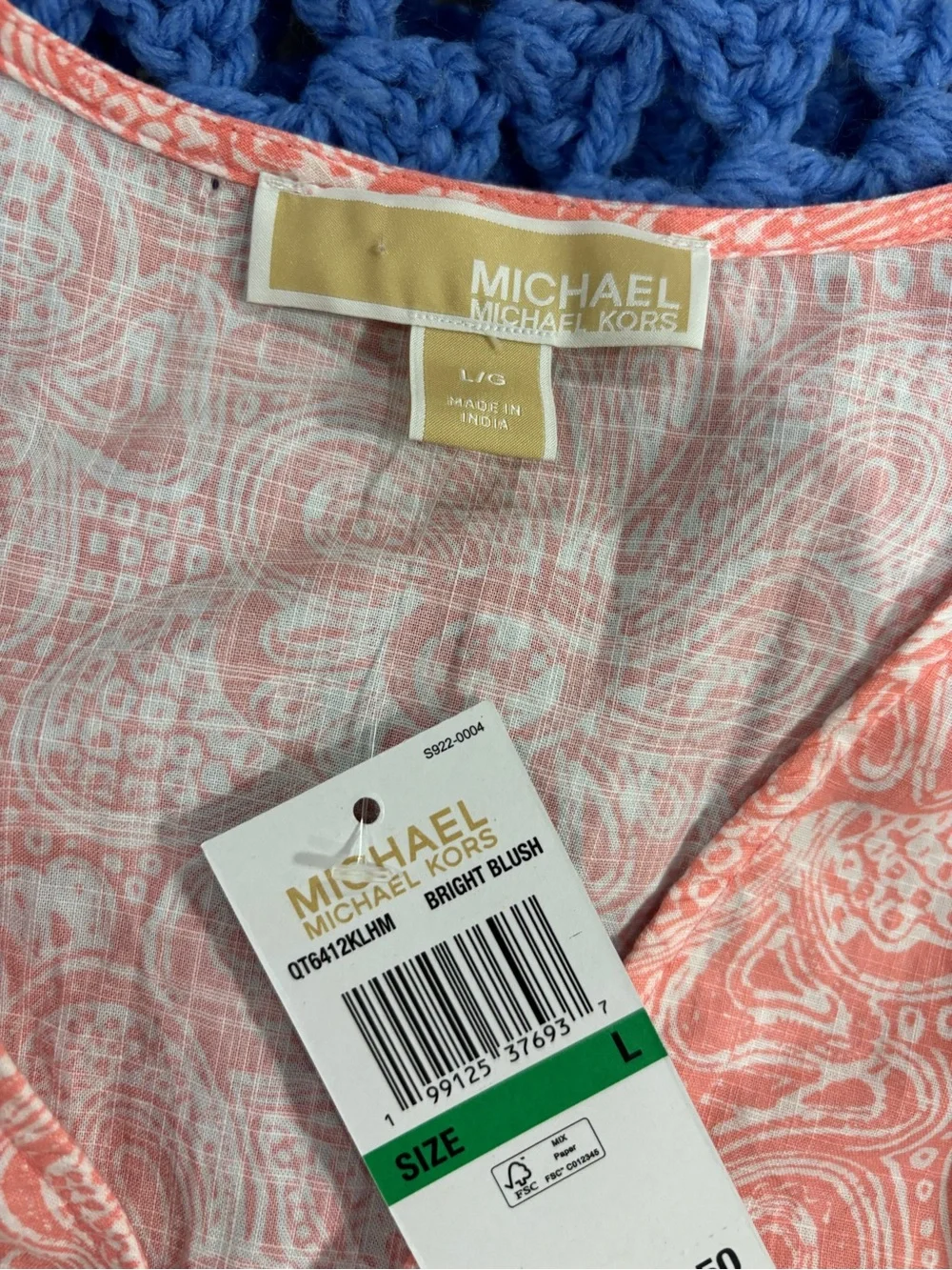 Michael Kors Coral Pink Paisley Peplum Top -